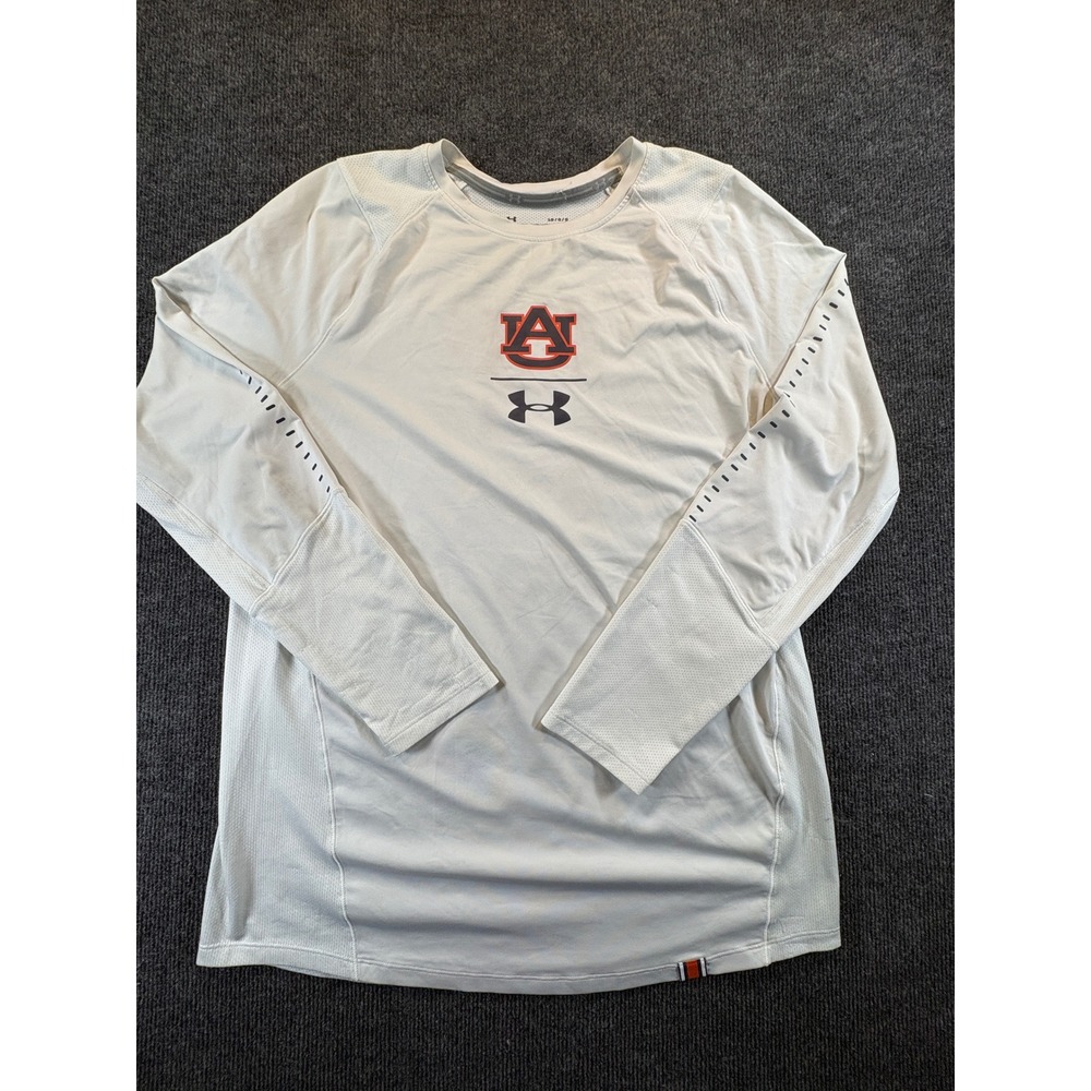 Under Armour Auburn Tigers HeatGear Long Sleeve Shirt White Mens Large 1115
